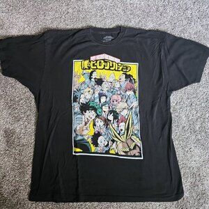 My Hero Academia Size 2XL Black Short Sleeve Distressed Graphic Print Anime